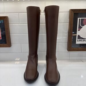 COACH Faith Knee-High Lug Sole Leather Riding Boot Black New 5B